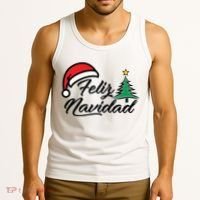 Feliz Navidad Spanish Christmas Santa Hat Merry Christmas Tank Top thumb 3