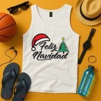 Feliz Navidad Spanish Christmas Santa Hat Merry Christmas Tank Top thumb 4