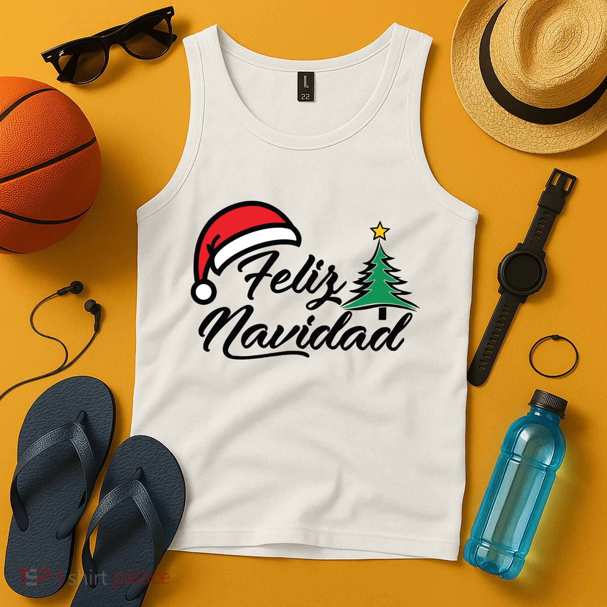 Feliz Navidad Spanish Christmas Santa Hat Merry Christmas Tank Top