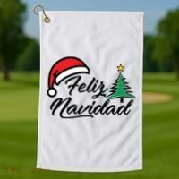 Feliz Navidad Spanish Christmas Santa Hat Merry Christmas Golf Towel thumb 1