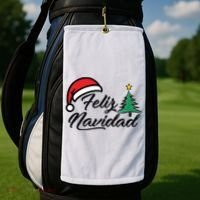 Feliz Navidad Spanish Christmas Santa Hat Merry Christmas Golf Towel thumb 2