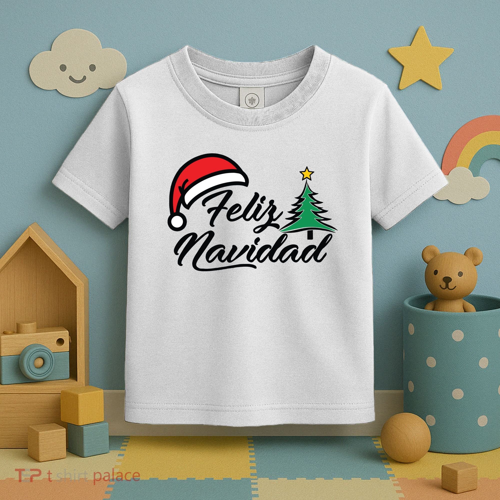 Feliz Navidad Spanish Christmas Santa Hat Merry Christmas Toddler T-Shirt