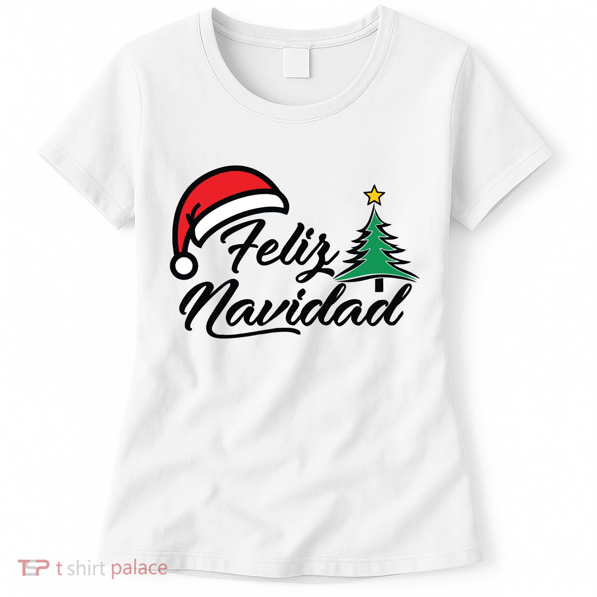 Feliz Navidad Spanish Christmas Santa Hat Merry Christmas Women's T-Shirt