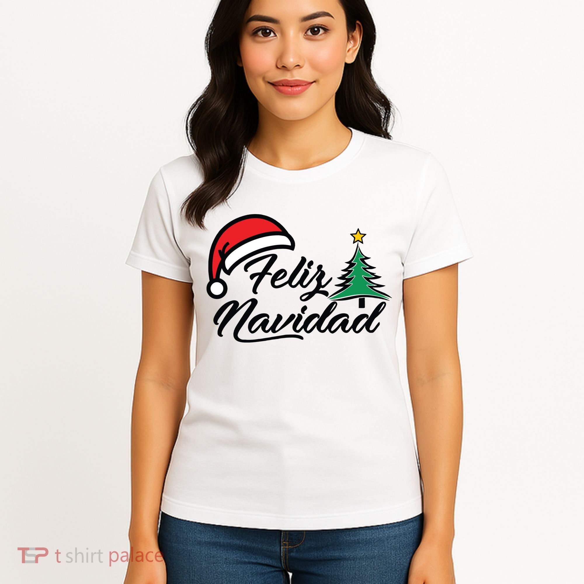 Feliz Navidad Spanish Christmas Santa Hat Merry Christmas Women's T-Shirt