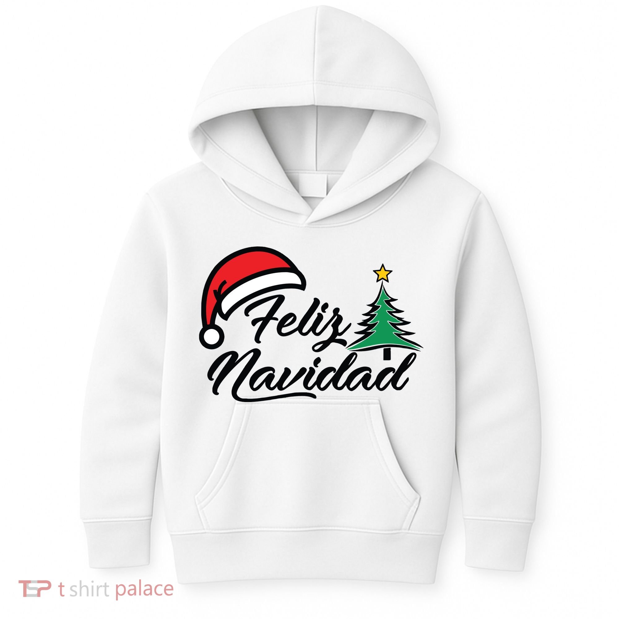 Feliz Navidad Spanish Christmas Santa Hat Merry Christmas Kids Hoodie