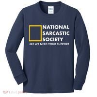 Funny National Sarcastic Society Kids Long Sleeve Shirt thumb 0