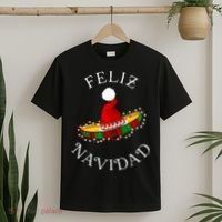 Feliz Navidad' Santa Hat Sombrero Funny Christmas in Mexico T-Shirt thumb 2