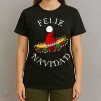 Feliz Navidad' Santa Hat Sombrero Funny Christmas in Mexico T-Shirt thumb 4