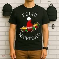 Feliz Navidad' Santa Hat Sombrero Funny Christmas in Mexico T-Shirt thumb 6