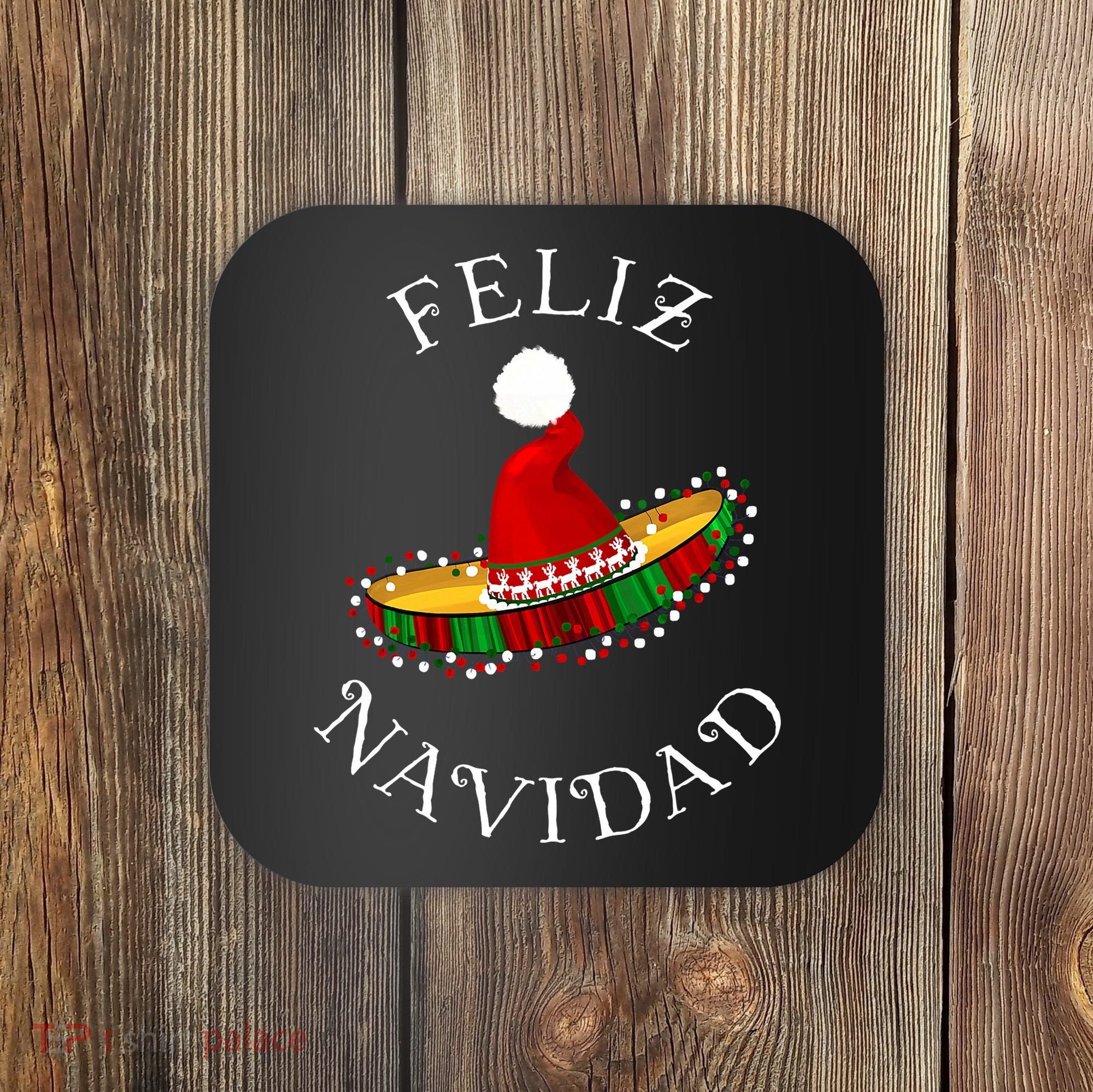 Feliz Navidad' Santa Hat Sombrero Funny Christmas in Mexico Coaster