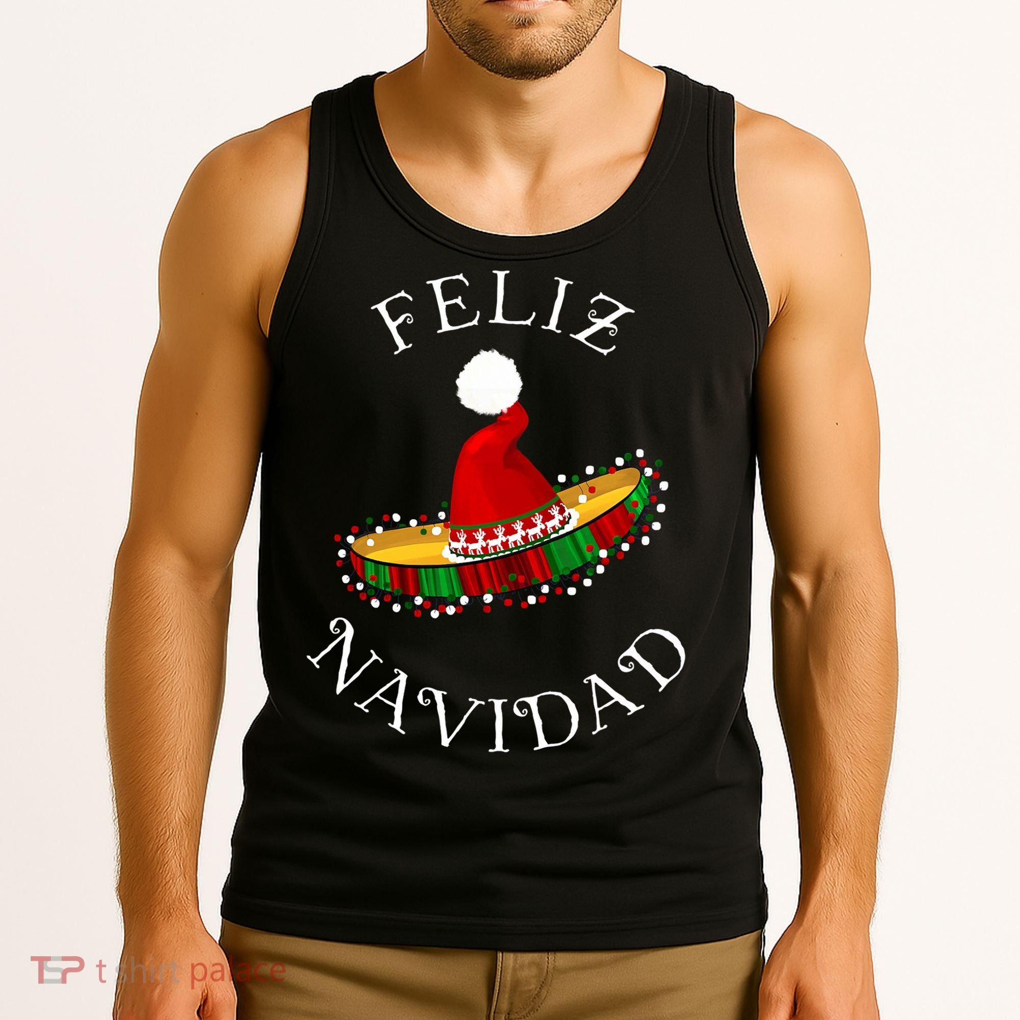 Feliz Navidad' Santa Hat Sombrero Funny Christmas in Mexico Tank Top