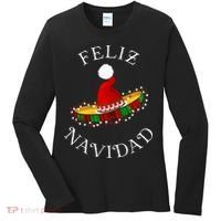 Feliz Navidad' Santa Hat Sombrero Funny Christmas in Mexico Women's Long Sleeve Shirt thumb 0