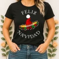 Feliz Navidad' Santa Hat Sombrero Funny Christmas in Mexico Women's T-Shirt thumb 2
