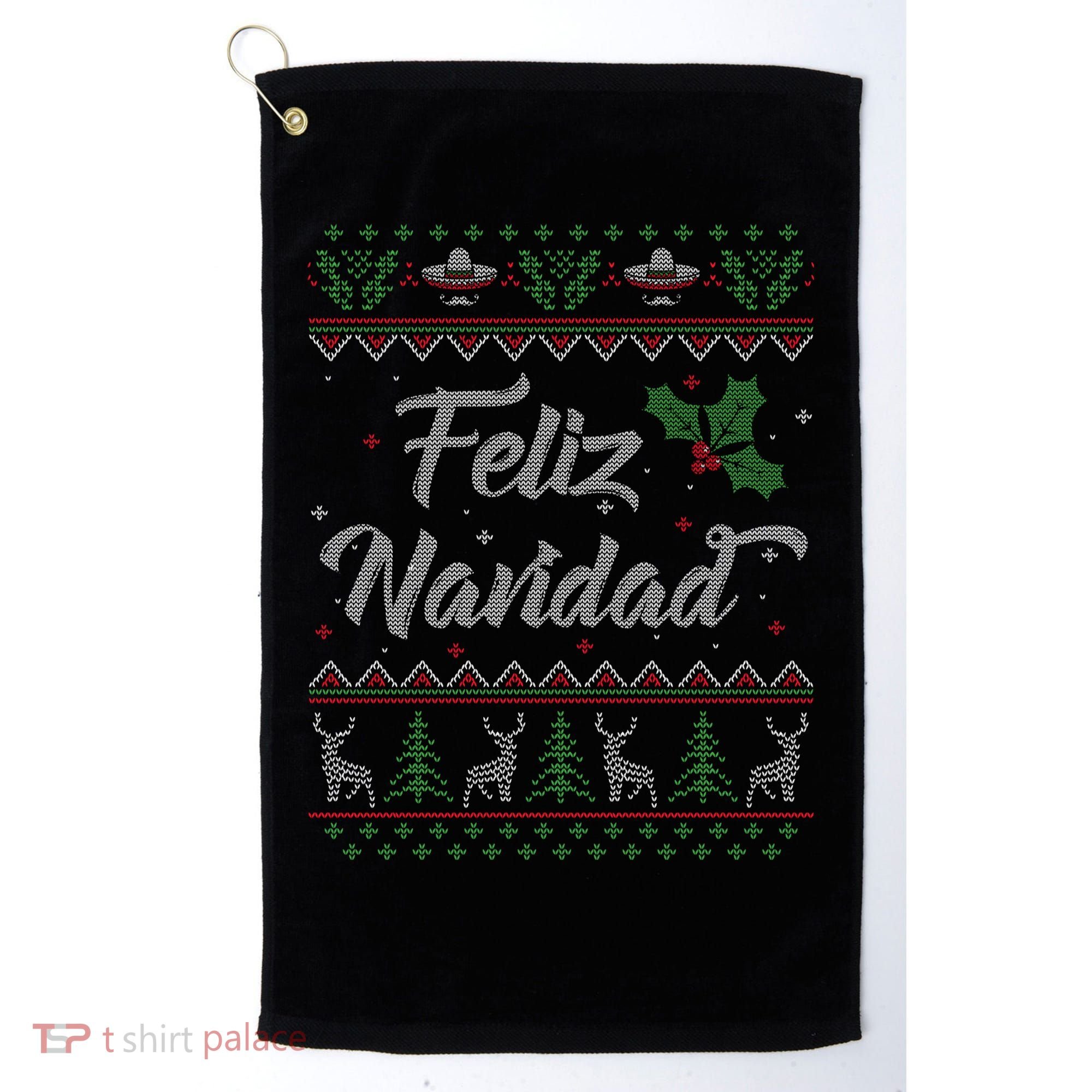 Feliz Navidad Spanish Merry Christmas Golf Towel