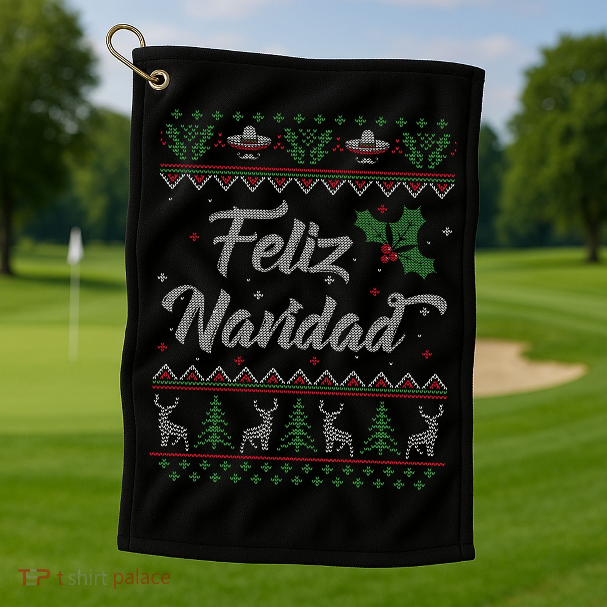 Feliz Navidad Spanish Merry Christmas Golf Towel