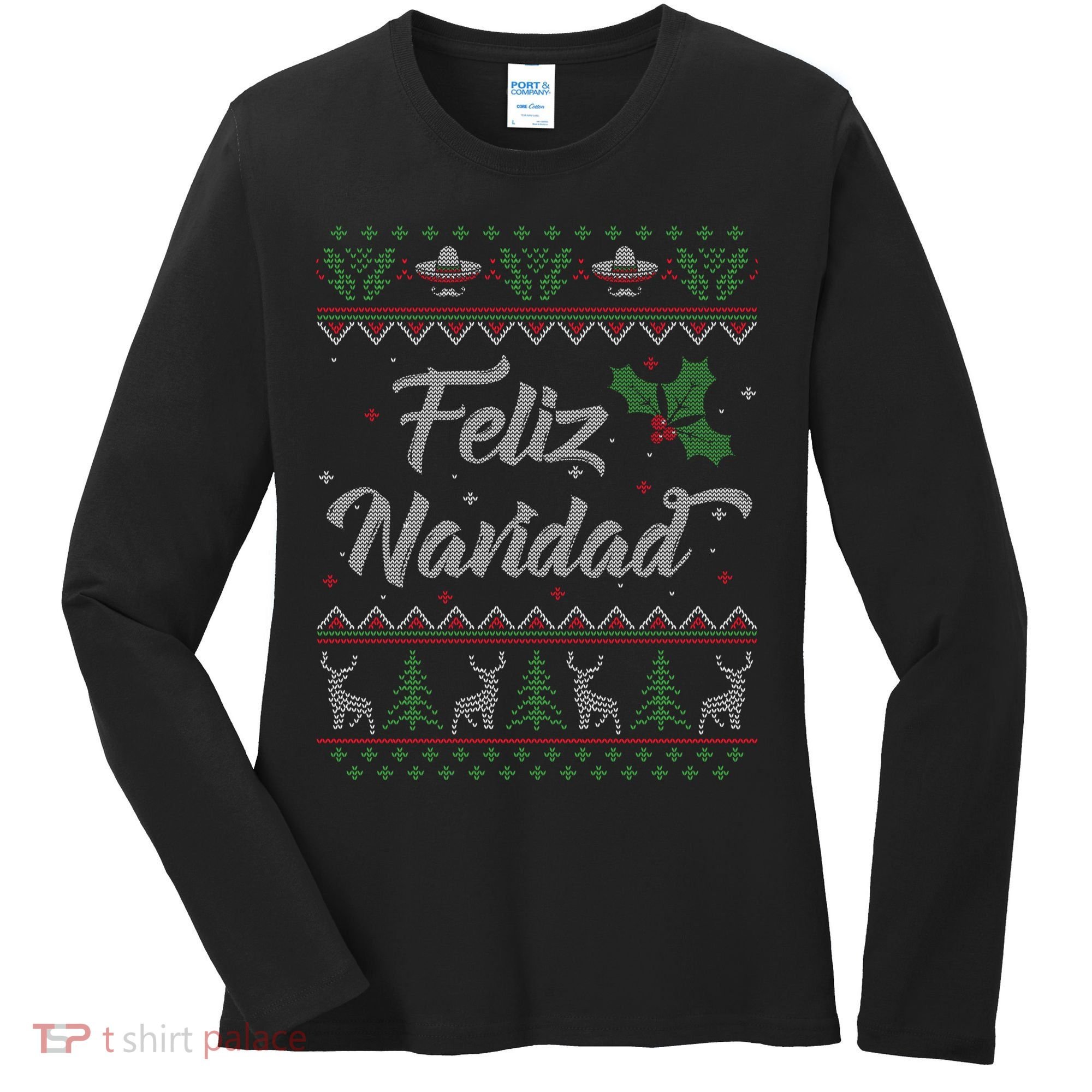 Feliz Navidad Spanish Merry Christmas Women's Long Sleeve Shirt