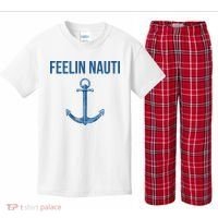 Feelin Nauti Sailing Funny Kids Plaid Pajama Set thumb 0