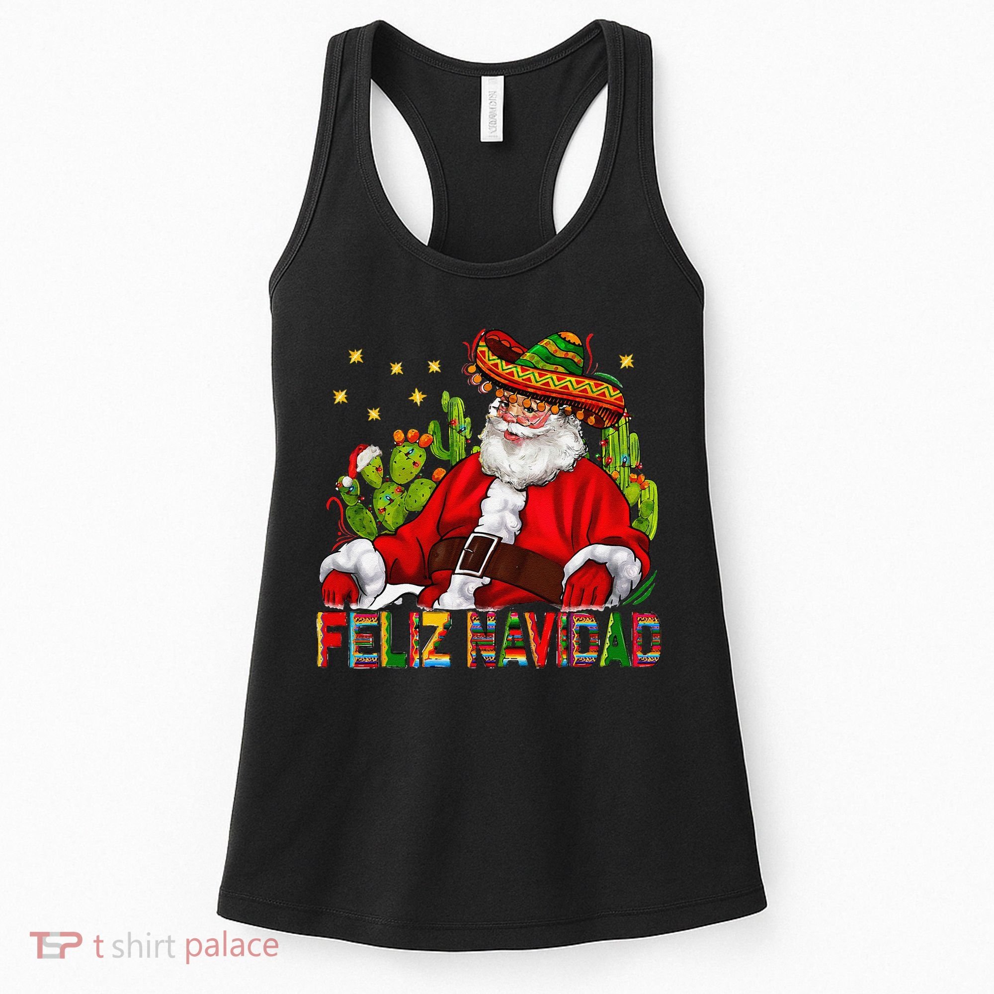 Feliz Navidad Santa With Cactus Mexican Santa Christmas Women's Tank Top