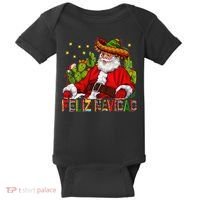 Feliz Navidad Santa With Cactus Mexican Santa Christmas Baby Bodysuit thumb 0