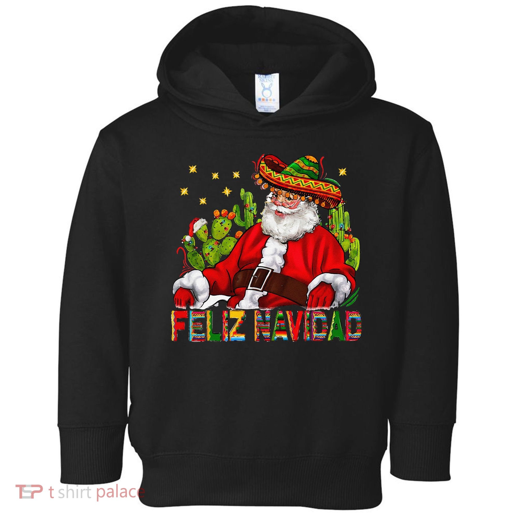 Feliz Navidad Santa With Cactus Mexican Santa Christmas Toddler Hoodie