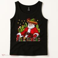 Feliz Navidad Santa With Cactus Mexican Santa Christmas Tank Top thumb 2