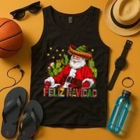 Feliz Navidad Santa With Cactus Mexican Santa Christmas Tank Top thumb 4