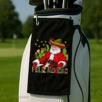 Feliz Navidad Santa With Cactus Mexican Santa Christmas Golf Towel thumb 2