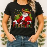 Feliz Navidad Santa With Cactus Mexican Santa Christmas Women's T-Shirt thumb 2