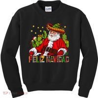 Feliz Navidad Santa With Cactus Mexican Santa Christmas Kids Sweatshirt thumb 0