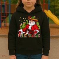 Feliz Navidad Santa With Cactus Mexican Santa Christmas Kids Hoodie thumb 3