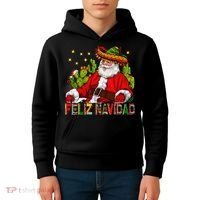 Feliz Navidad Santa With Cactus Mexican Santa Christmas Kids Hoodie thumb 4