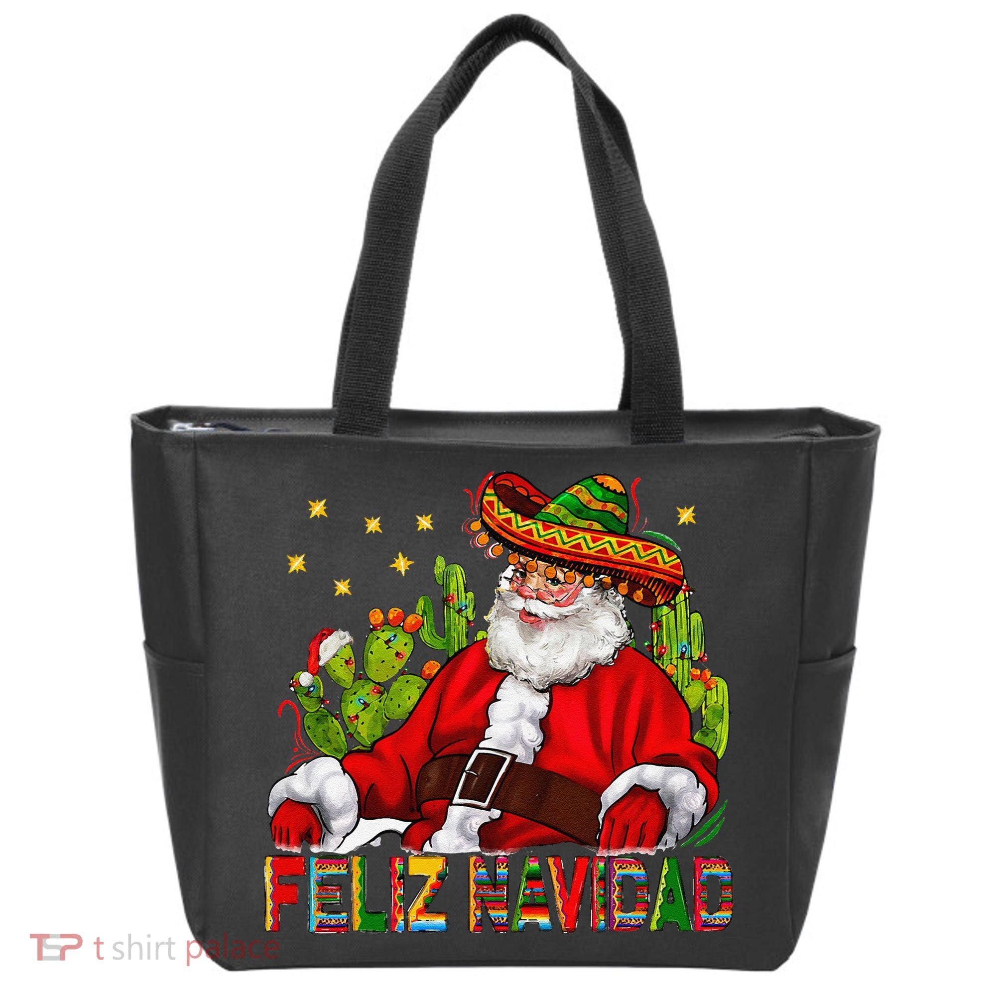 Feliz Navidad Santa With Cactus Mexican Santa Christmas Tote Bag