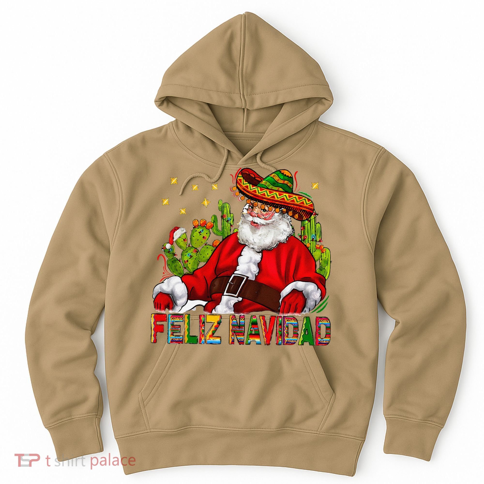Feliz Navidad Santa With Cactus Mexican Santa Christmas Hoodie