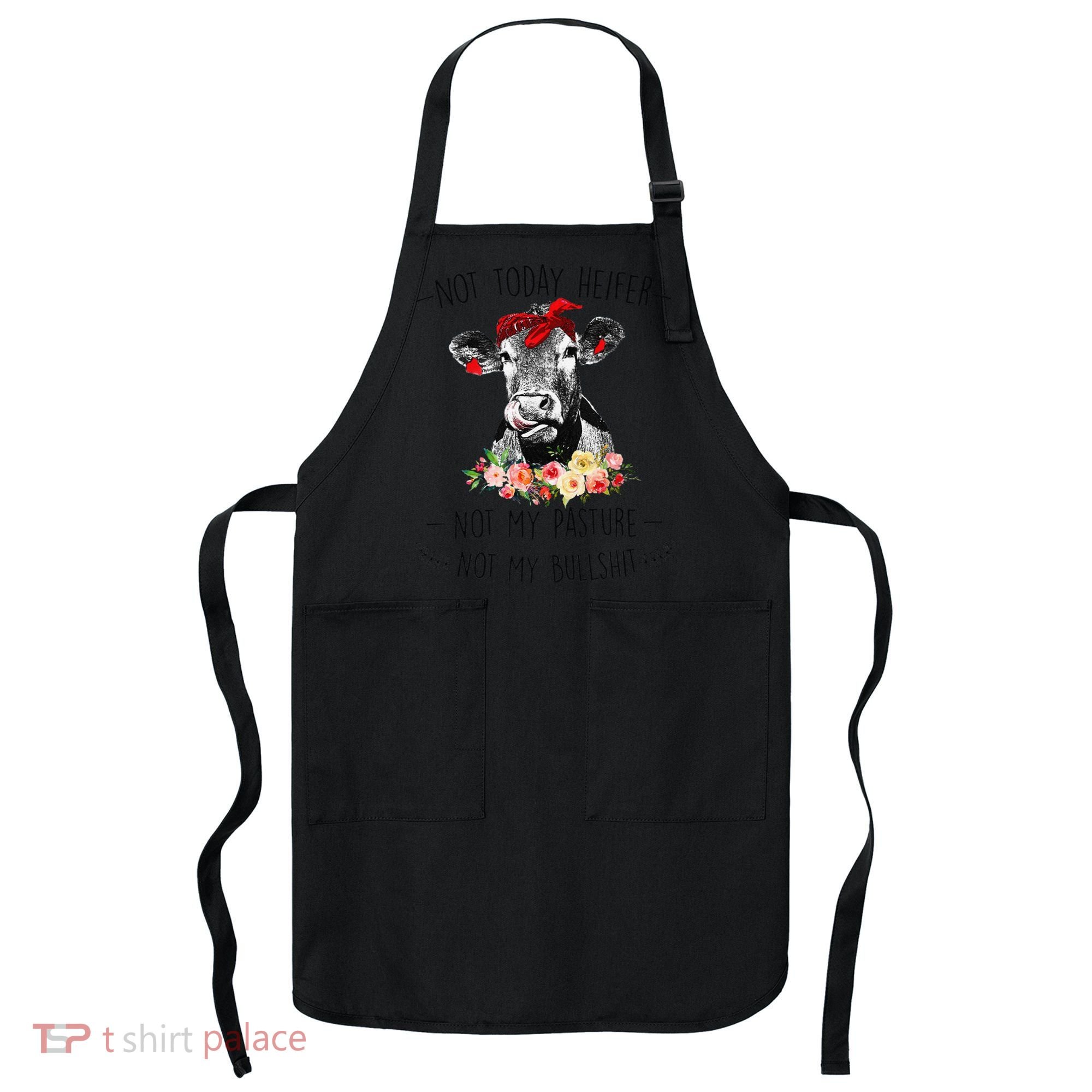 Funny Not Today Heifer Floral Farmer Cute Heifer Apron