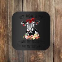 Funny Not Today Heifer Floral Farmer Cute Heifer Coaster thumb 0