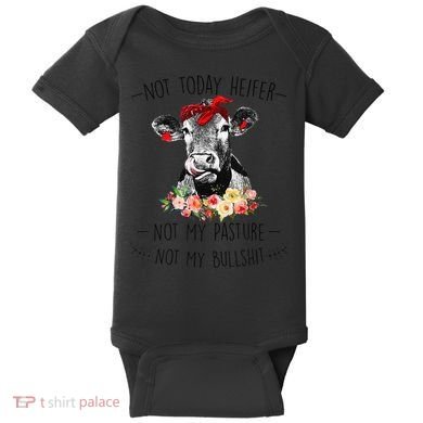 Funny Not Today Heifer Floral Farmer Cute Heifer Baby Bodysuit