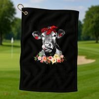 Funny Not Today Heifer Floral Farmer Cute Heifer Golf Towel thumb 1