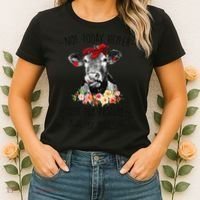 Funny Not Today Heifer Floral Farmer Cute Heifer Women's T-Shirt thumb 2