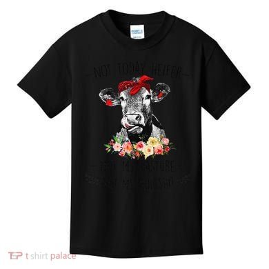 Funny Not Today Heifer Floral Farmer Cute Heifer Kids T-Shirt