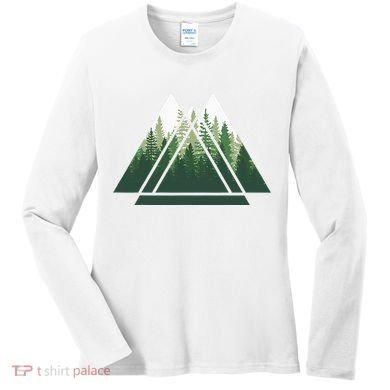 Forest Nature Triangle Minimalism Women's Long Sleeve Shirt