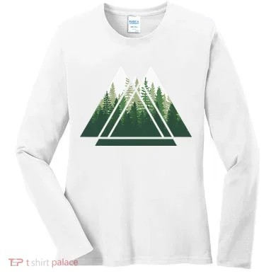 Forest Nature Triangle Minimalism Women's Long Sleeve Shirt