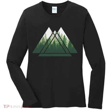 Forest Nature Triangle Minimalism Women's Long Sleeve Shirt