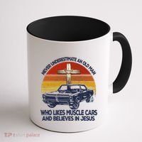 Funny Never Underestimate An Old Likes Muscle Car Outfit Gift Coffee Mug thumb 1