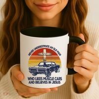 Funny Never Underestimate An Old Likes Muscle Car Outfit Gift Coffee Mug thumb 3