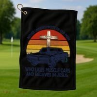 Funny Never Underestimate An Old Likes Muscle Car Outfit Gift Golf Towel thumb 1