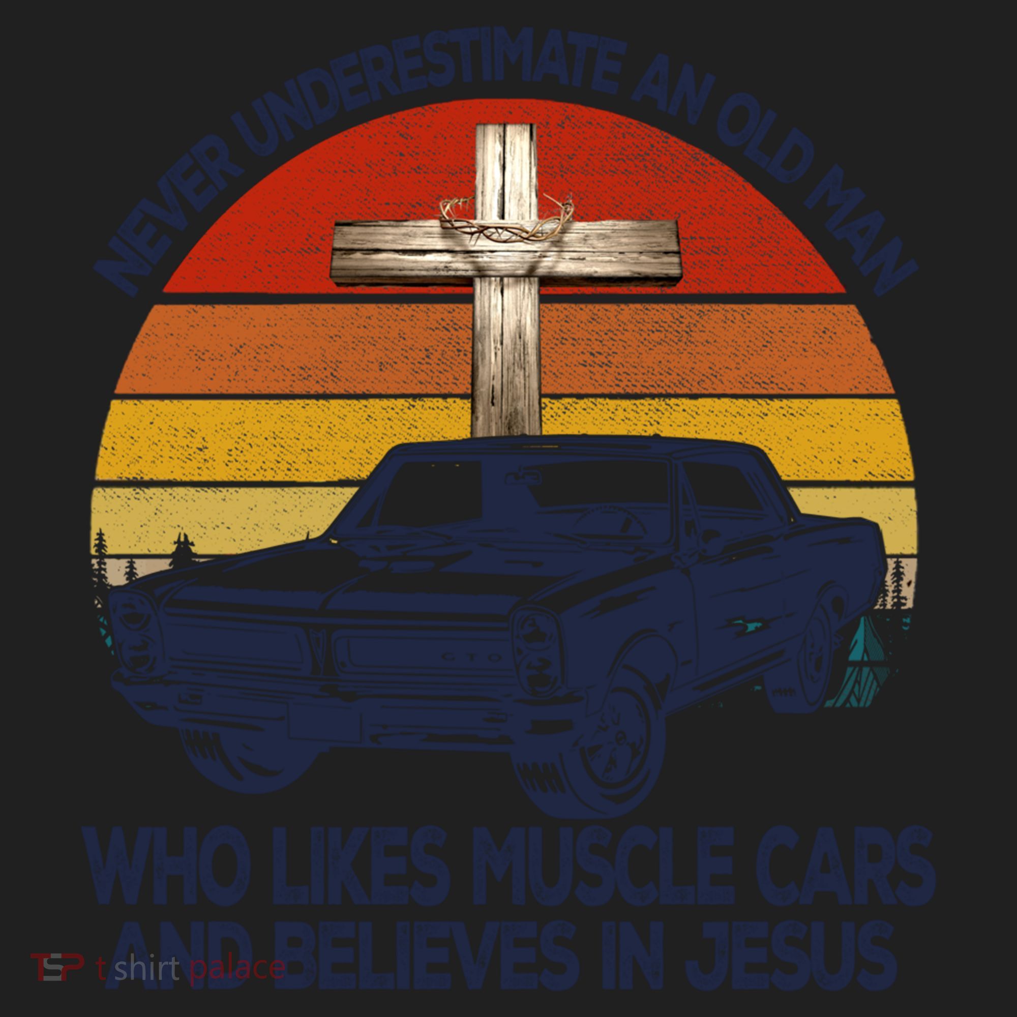 Funny Never Underestimate An Old Likes Muscle Car Outfit Gift Golf Towel