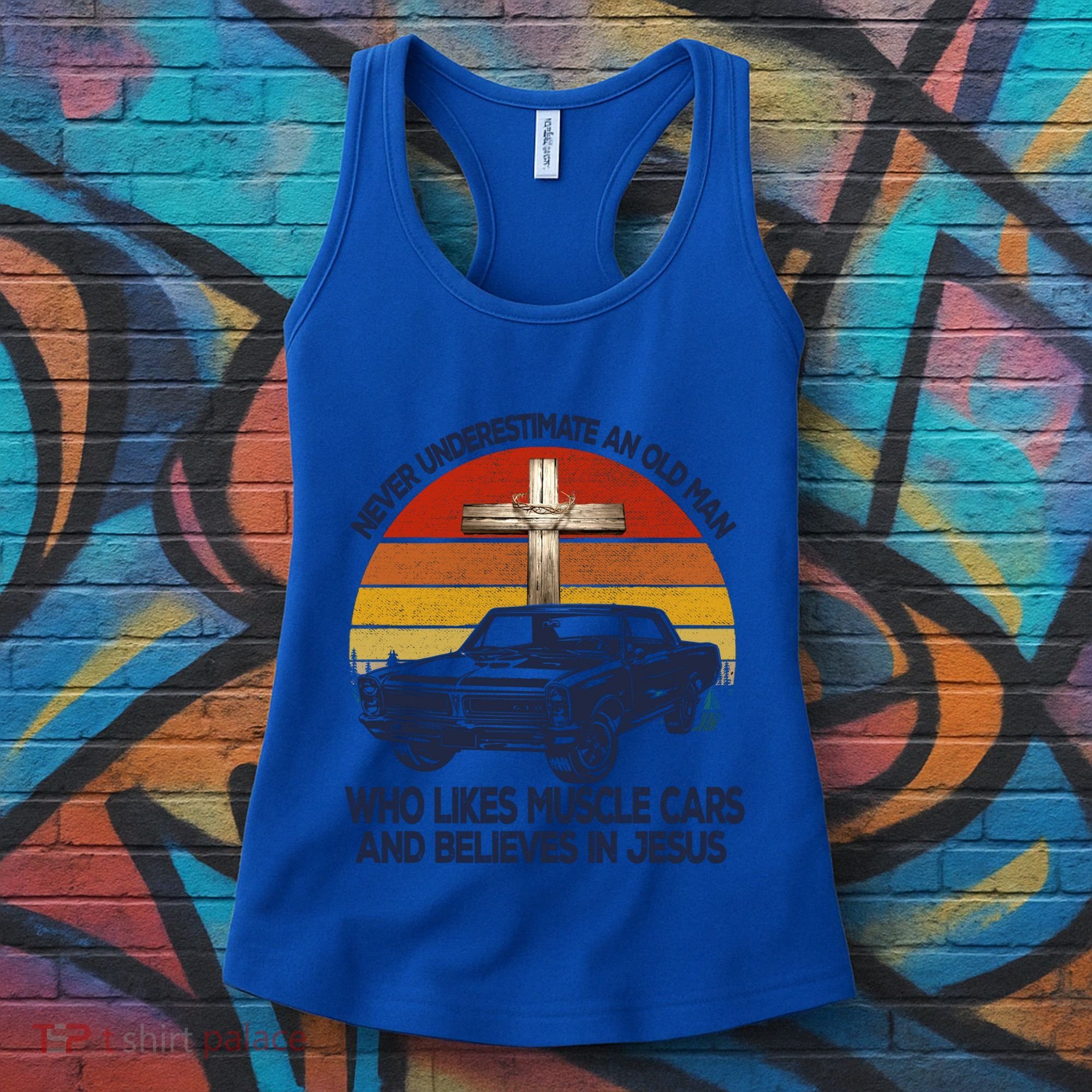 Funny Never Underestimate An Old Likes Muscle Car Outfit Gift Women's Tank Top