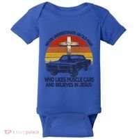 Funny Never Underestimate An Old Likes Muscle Car Outfit Gift Baby Bodysuit thumb 0