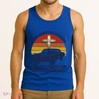 Funny Never Underestimate An Old Likes Muscle Car Outfit Gift Tank Top thumb 3