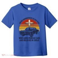 Funny Never Underestimate An Old Likes Muscle Car Outfit Gift Toddler T-Shirt thumb 0